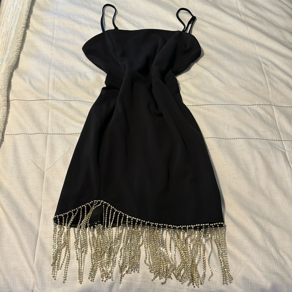 Rhinestone fringe mini dress